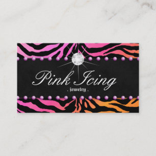Schmuck Business Card Zebra Lila Dot Orange Rosa Visitenkarte