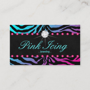 Schmuck Business Card Zebra Pink Dots Blue Pink Visitenkarte