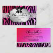 Schmuck Business Card Zebra Red Pink Bow Visitenkarte (Vorne/Hinten)