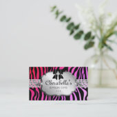 Schmuck Business Card Zebra Red Pink Bow Visitenkarte (Stehend Vorderseite)