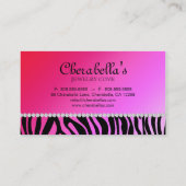 Schmuck Business Card Zebra Red Pink Bow Visitenkarte (Rückseite)
