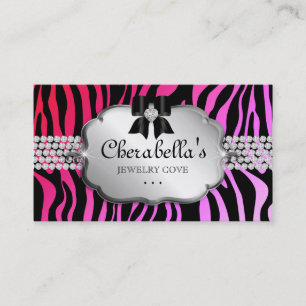 Schmuck Business Card Zebra Red Pink Bow Visitenkarte
