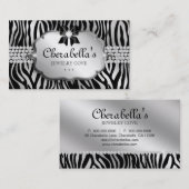 Schmuck Business Card Zebra Silver Bow Herz Visitenkarte (Vorne/Hinten)
