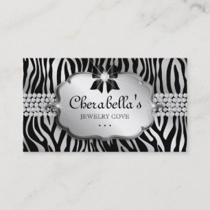 Schmuck Business Card Zebra Silver Bow Herz Visitenkarte