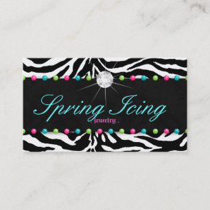 Schmuck Business Card Zebra Spring Dots Diamond Visitenkarte