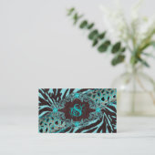 Schmuck Business Cards Animal Zebra Leopard Blue Visitenkarte (Stehend Vorderseite)