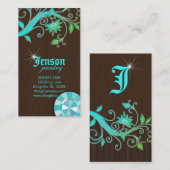 Schmuck Business Cards Blume Crystal Blauer Sparge Visitenkarte (Vorne/Hinten)