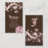 Schmuck Business Cards Blume Crystal Pink Sparkle Visitenkarte (Vorne/Hinten)