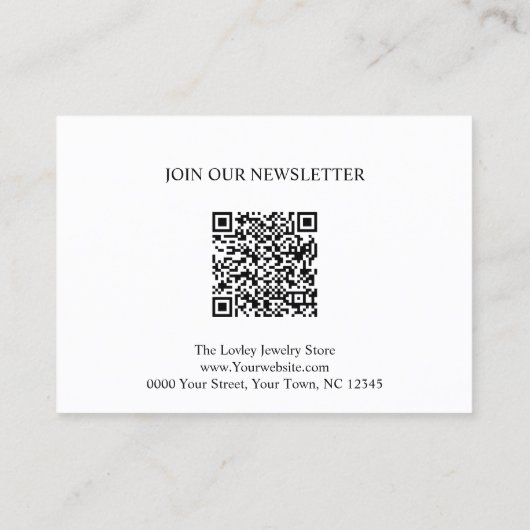 Schmuck Care Card Fügen Sie Ihren QR-Code für Ihr Visitenkarte (Rückseite)