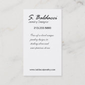 Schmuck-Designer-Gewohnheits-Juwelier Visitenkarte (Rückseite)