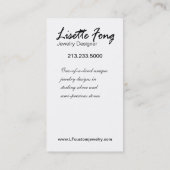 Schmuck-Designer-Gewohnheits-Juwelier Visitenkarte (Rückseite)