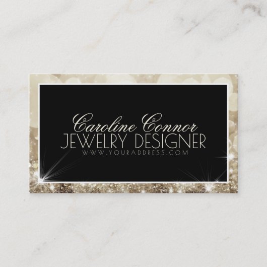 Schmuck Designer Glitzer Star Black Bold Card Visitenkarte (Vorderseite)