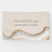Schmuck Designer Pink Gold Glitzer Marmor Agate Banner (Horizontal)