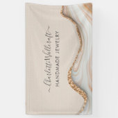 Schmuck Designer Pink Gold Glitzer Marmor Agate Banner (Vertikal)