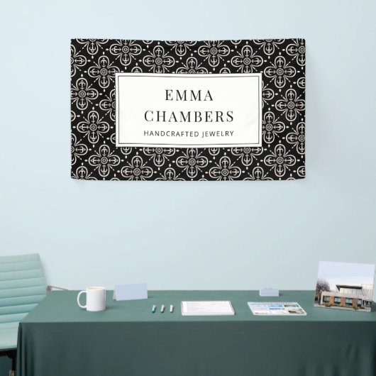 Schmuck Designer Schwarz-weiß Motif Muster Banner (Messeveranstaltung)