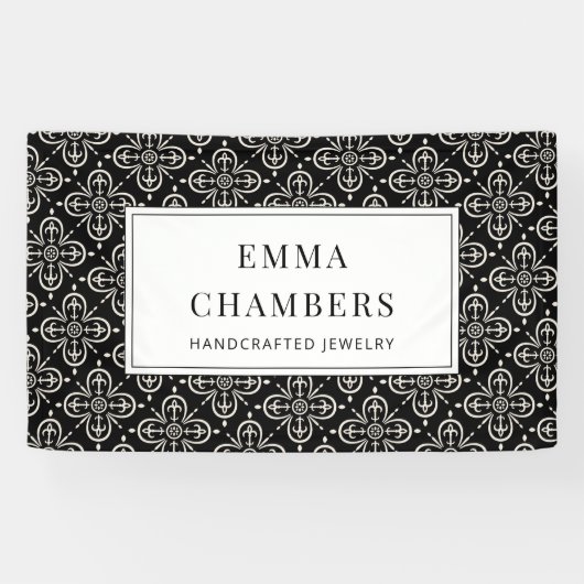 Schmuck Designer Schwarz-weiß Motif Muster Banner (Horizontal)