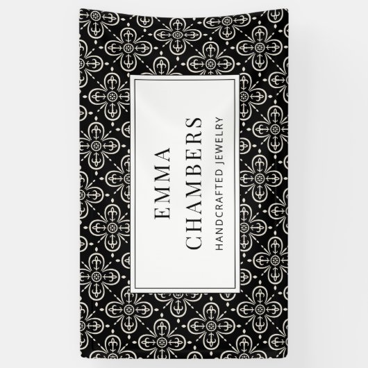 Schmuck Designer Schwarz-weiß Motif Muster Banner (Vertikal)