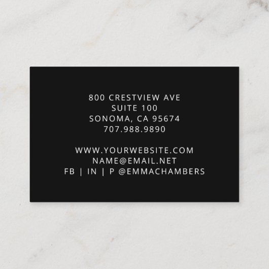 Schmuck Designer Schwarz-weiß Motif Muster Visitenkarte (Rückseite)