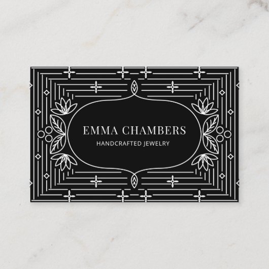 Schmuck Designer Schwarz-weiß Motif Muster Visitenkarte (Vorderseite)