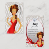 Schmuck-Diamant-rote Frauzebra-Beige Visitenkarte (Vorne/Hinten)