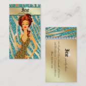 Schmuck-Diamantenroter Zebra-beige aquamariner Visitenkarte (Vorne/Hinten)