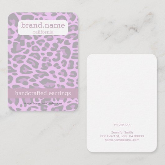 Schmuck Display Lila Leopard Druckhandwerk Visitenkarte (Vorne/Hinten)