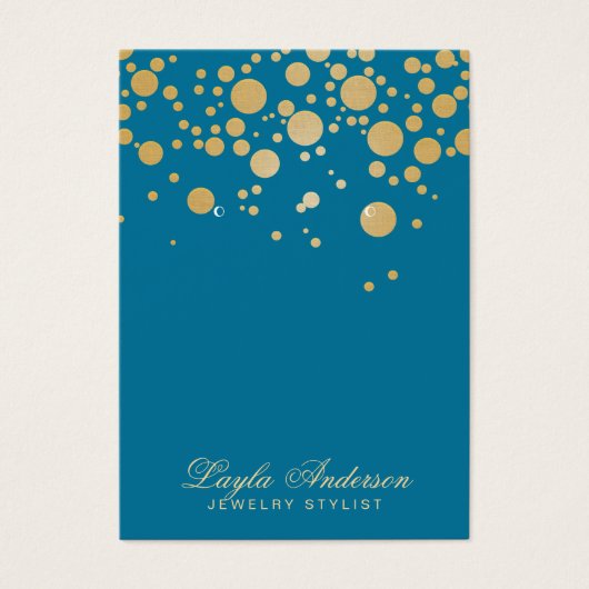 Schmuck Earring Display Card Gold Dots Blue (Vorderseite)