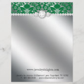 Schmuck Flyer Friseur Salon Floral Damask Green (Hinten)