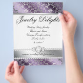 Schmuck Flyer Friseur Salon Floral Damask Lila (Hand)