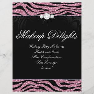 Schmuck Flyer Friseur Salon Zebra Glitzer Pink