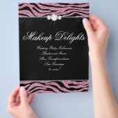 Schmuck Flyer Friseur Salon Zebra Glitzer Pink (Hand)