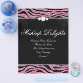 Schmuck Flyer Friseur Salon Zebra Glitzer Pink (Einzeln)