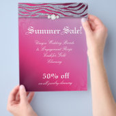 Schmuck Flyer Friseur Salon Zebra Sparkle Rosa (Hand)