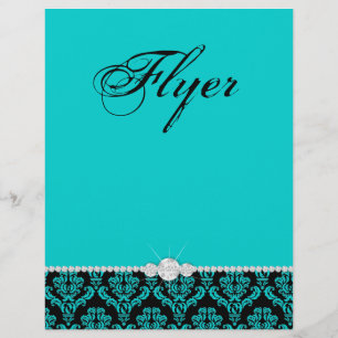 Schmuck-Flyer-Frisörsalon Damast Schwarz Blau Klas Flyer