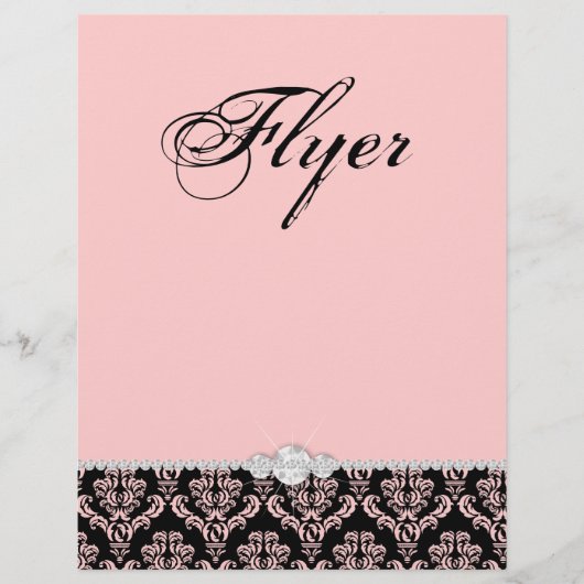 Schmuck Flyer Haarsalon Damask Baby Pink Klasse (Vorne)