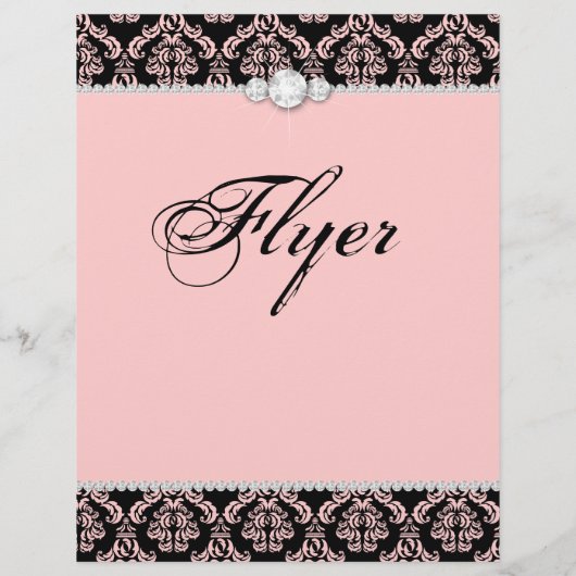 Schmuck Flyer Haarsalon Damask Baby Pink Klasse (Hinten)