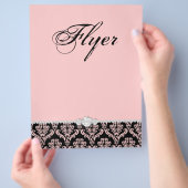 Schmuck Flyer Haarsalon Damask Baby Pink Klasse (Hand)