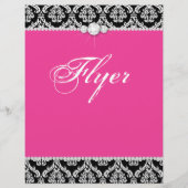 Schmuck Flyer Haarsalon Damask Black Pink Klasse (Hinten)