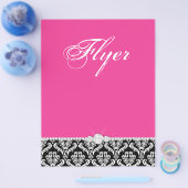 Schmuck Flyer Haarsalon Damask Black Pink Klasse (Einzeln)