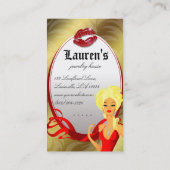 Schmuck-Frauen-Lippen'Gold verlässt Blondine Visitenkarte (Rückseite)