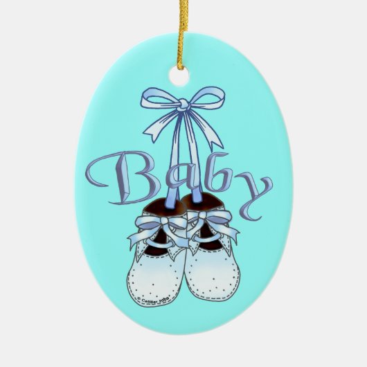 Schmuck für unsere Baby Boy Shoes Keramik Ornament (Vorne)