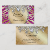 Schmuck-Geschäfts-Kartezebra-Glitzer-Rosa-Gold Visitenkarte (Vorne/Hinten)