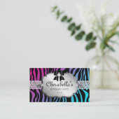 Schmuck-Geschäfts-Kartezebra-lila blauer Bogen Visitenkarte (Stehend Vorderseite)