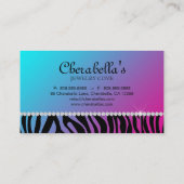 Schmuck-Geschäfts-Kartezebra-lila blauer Bogen Visitenkarte (Rückseite)