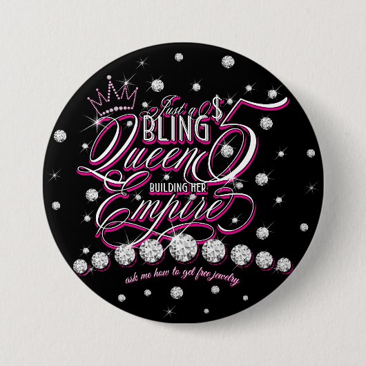 Schmuck Glitzer Bling Queen Buttons (Vorderseite)