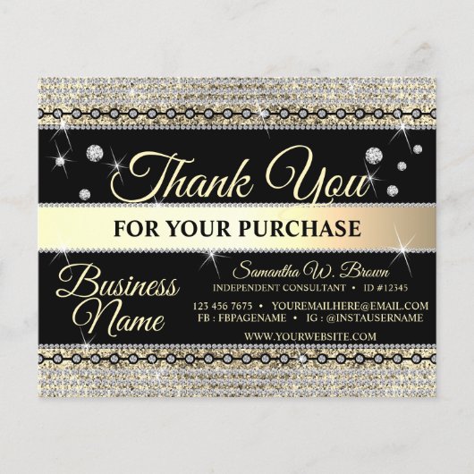 Schmuck Glitzer Gold Diamond Vielen Dank für Ihre (Vorderseite)