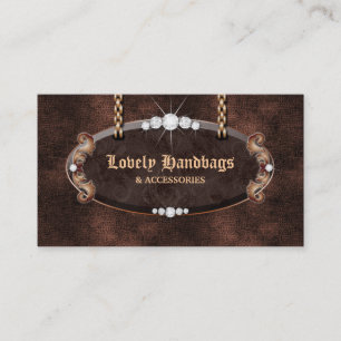 Schmuck Handtasche Ledertasche Leder Suede Schokol Visitenkarte
