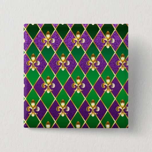 Schmuck Hintergrund Mardi Gras Button (Vorderseite)