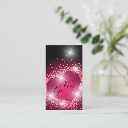 Schmuck Hot Pink Diamonds Heart Visitenkarte (Stehend Vorderseite)