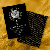 Schmuck-inspirierte Rahmen-, Blatt- und Foto-Hochz Folieneinladung